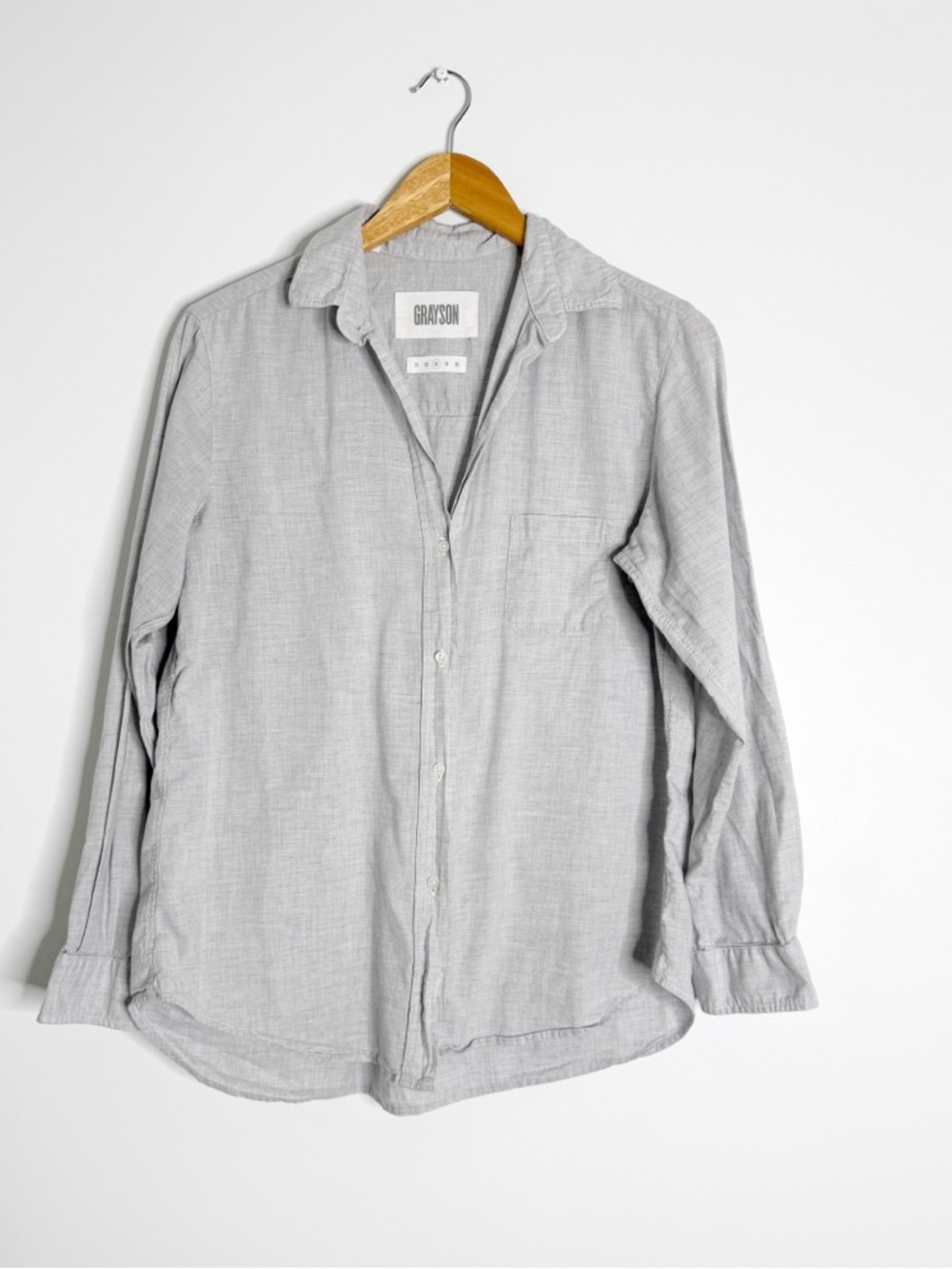 Grayson Hero Button Up Shirt Gray Cotton Medium Frank & Eileen